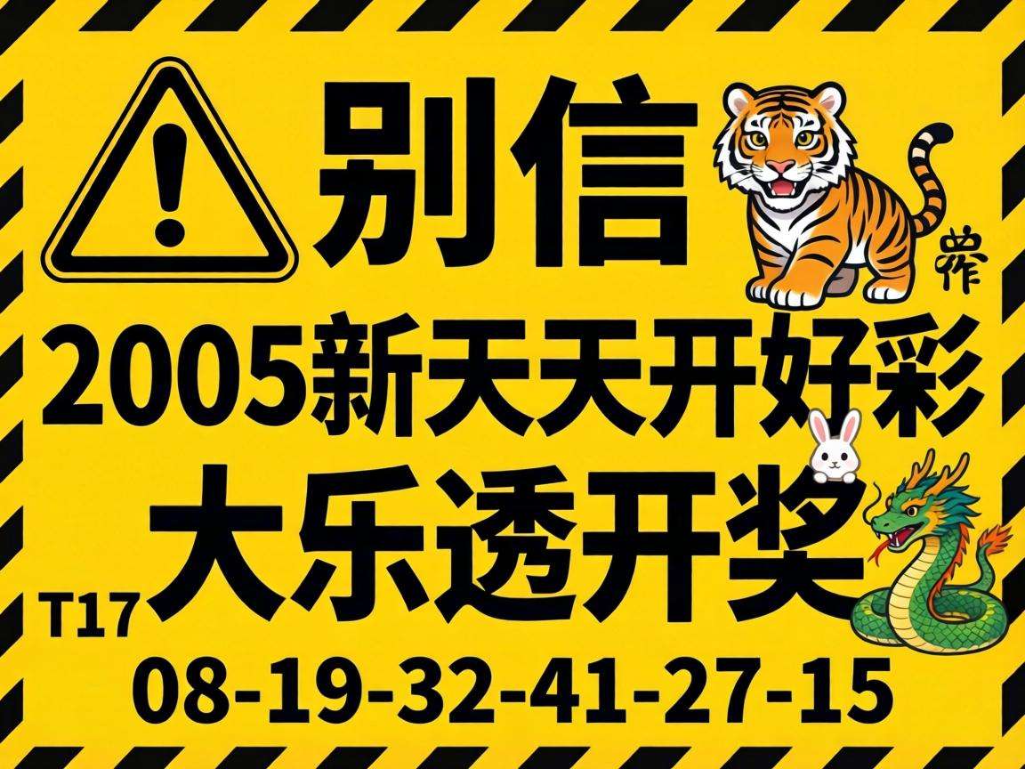 风险警示：别信“2005新澳门天天开好彩大乐透开奖”是诈骗，附带08-19-32-41-27-15:T17生肖虎兔龙蛇