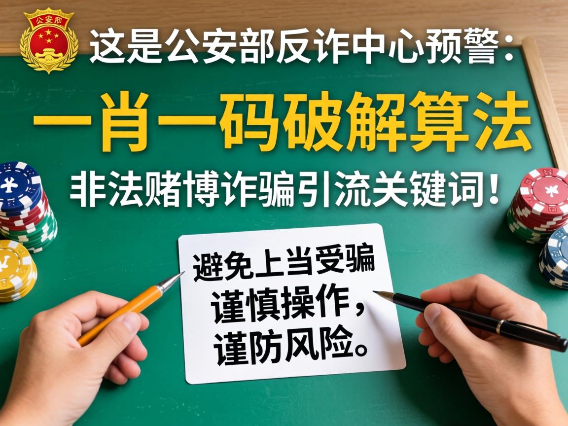 警惕“一肖一码破解算法”骗局，这是公安部反诈中心预警的非法赌博诈骗引流关键词