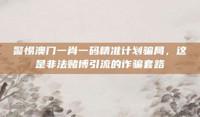 警惕澳门一肖一码精准计划骗局,这是非法赌博引流的诈骗套路